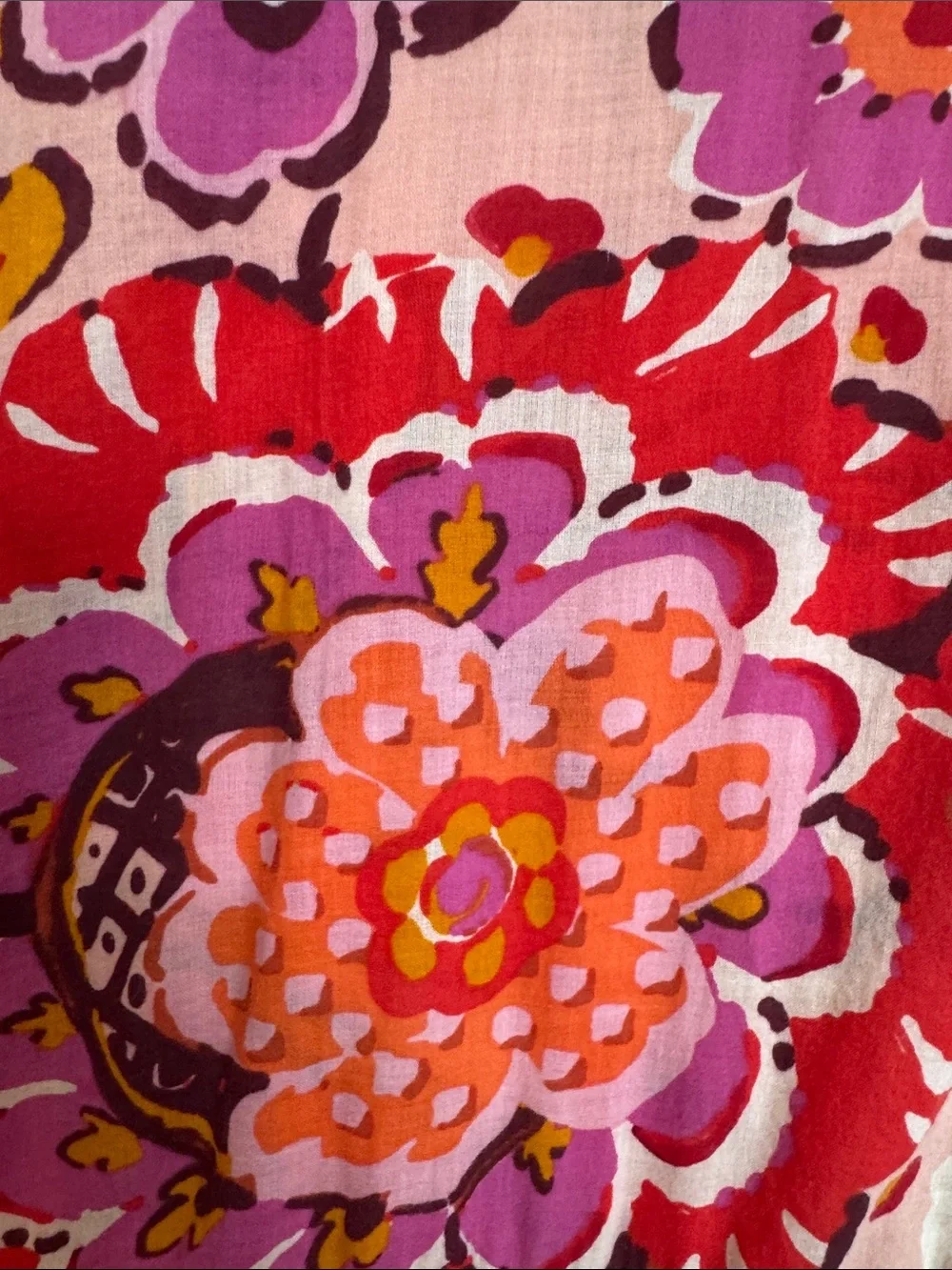 Tory Burch Pink and Coral Floral V-Neck Tunic